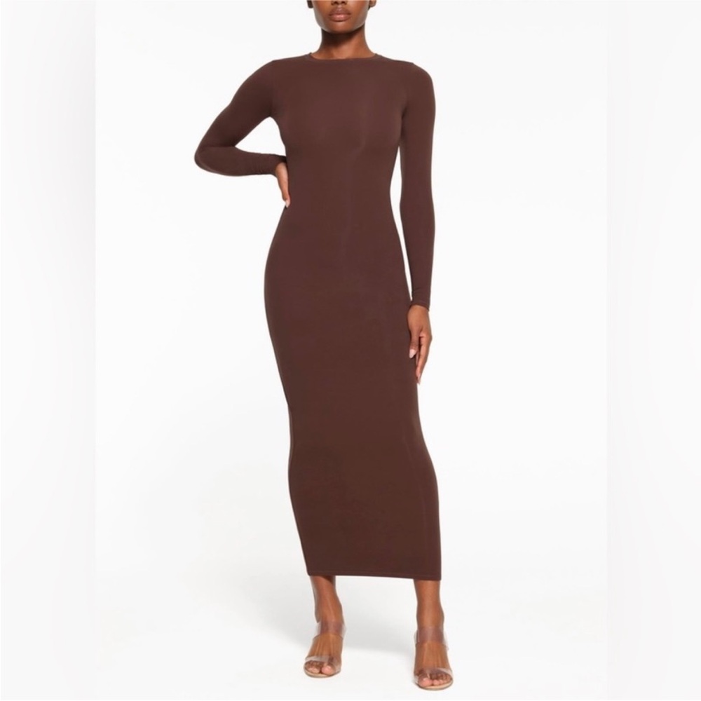 NWT SKIMS Crew Neck Long Sleeve Dress